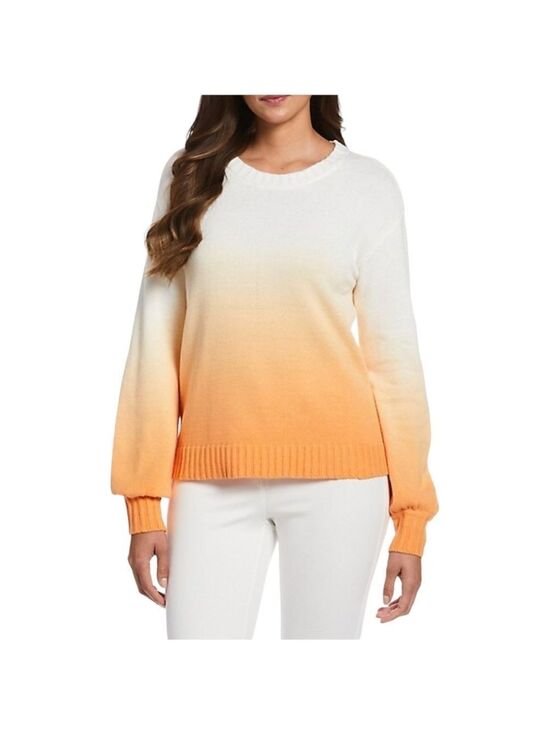 Ella Rafaella Sweaters - Ella Rafaella Ombre Pullover Sweater Mock Orange White Knit Size XL